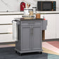HOMCOM Kitchen Island with Stainless Steel Top, Rolling Kitchen Cart on Wheels with Storage Drawer, Cabinet, Towel Rack and Spice Rack (Black)