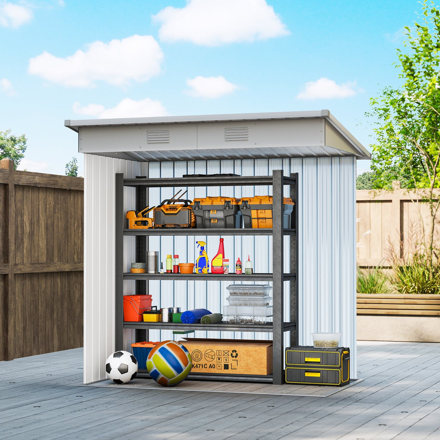 Outsunny 7' x 4' Outdoor Storage Shed, Metal Garden Tool Storage House Organizer with Lockable Sliding Doors and Vents for Backyard Patio Lawn, Charcoal Grey