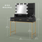 HOMCOM Illuminated Dressing Table, LED Vanity Table with Mirror, 3 Drawers and Storage Shelves for Bedroom, Black