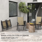 Outsunny 4-Piece Folding Chair Set for Relaxing on Patio Balcony Garden, Comfortable Outdoor Furniture with Armrests, Brown
