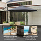 Outsunny 9.5' Cantilever Umbrella with Wind Protection Strap and Cover, Hanging Umbrella with Crank and Cross Base, UPF 50+, Grey