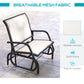 Outsunny Patio Glider with Breathable Mesh Fabric Seat & Backrest, Metal Frame Outdoor Glider Swing Chair with Armrests, Cream