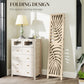 HOMCOM 4 Panel Room Divider, Detachable Folding Privacy Screens with Palm Leaf Design for Home Office, Natural Wood Finish