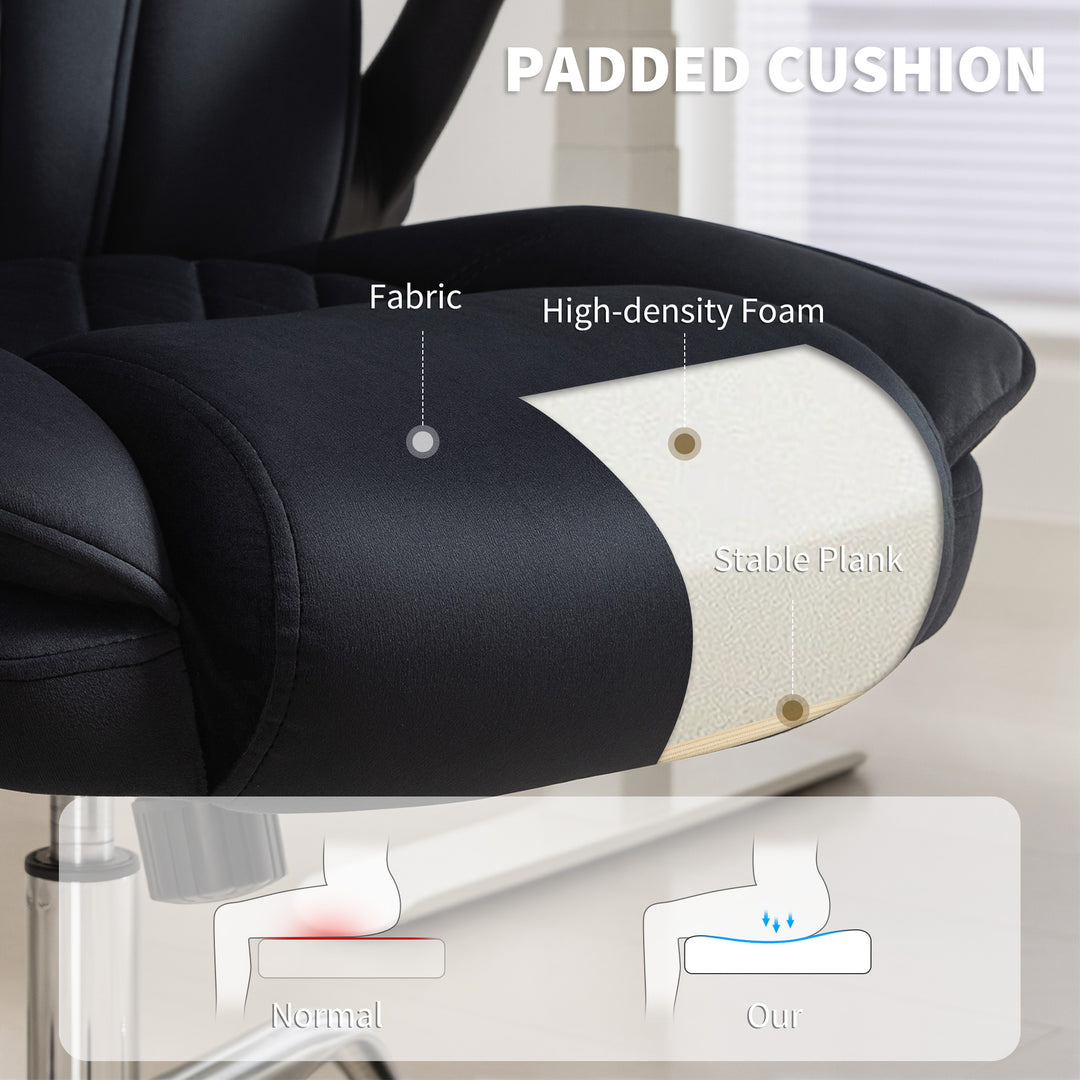 HOMCOM Executive Office Chair, Desk Chair with Flip-up Armrest, Diamond Fabric Computer Chair for Home Office, Dark Grey