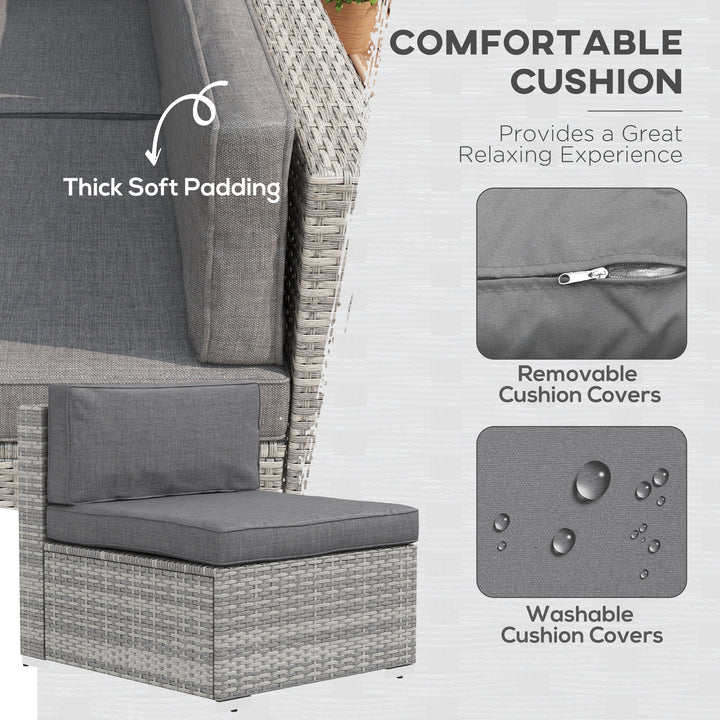 Outsunny 7-Piece Patio Furniture Sets Outdoor Wicker Conversation Sets All Weather PE Rattan Sectional Sofa, Grey