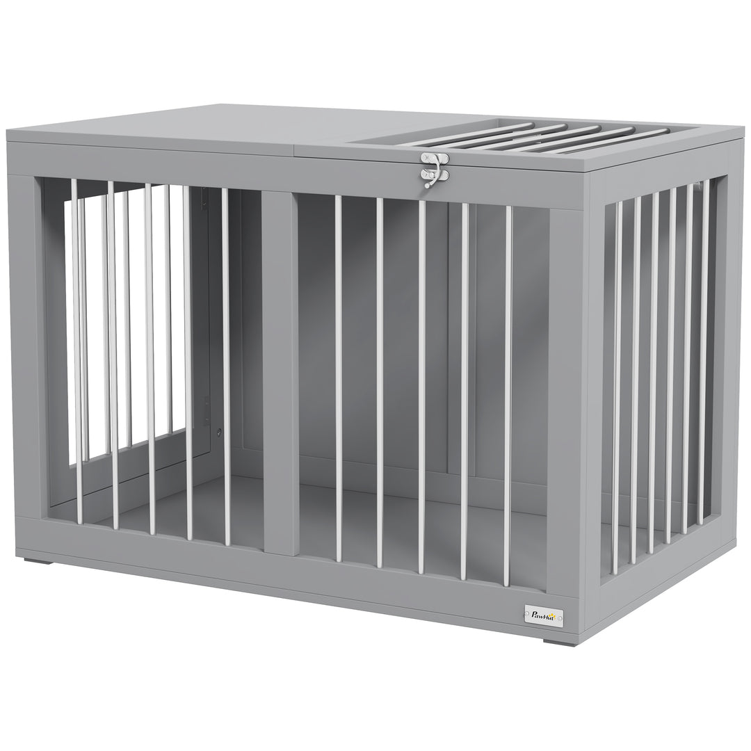PawHut 31.5" Dog Crate Furniture with Double Doors, for Medium Dogs, White