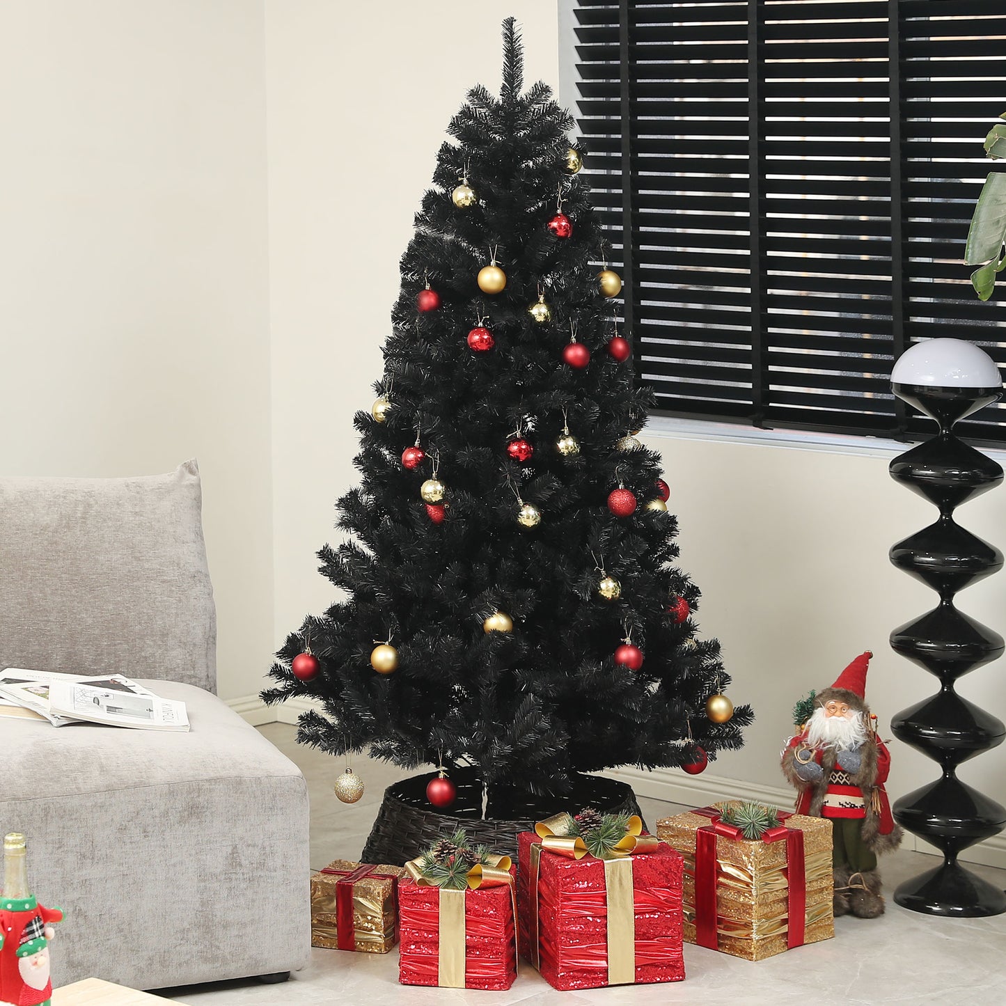 HOMCOM 7.5ft Artificial Christmas Trees with Auto Open and Steel Base, Black