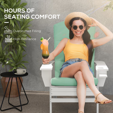 Outsunny Patio Chair Cushions for Adirondack Chair Replacement Cushions with Back and Ties, Set of 2, Green