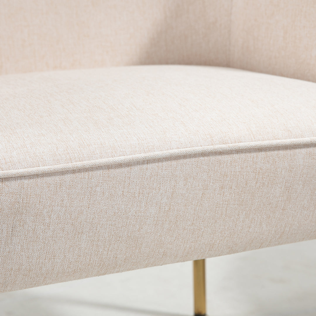 HOMCOM Fabric Armchair, Modern Accent Chair with Metal Legs for Living Room, Bedroom, Home Office, Cream White