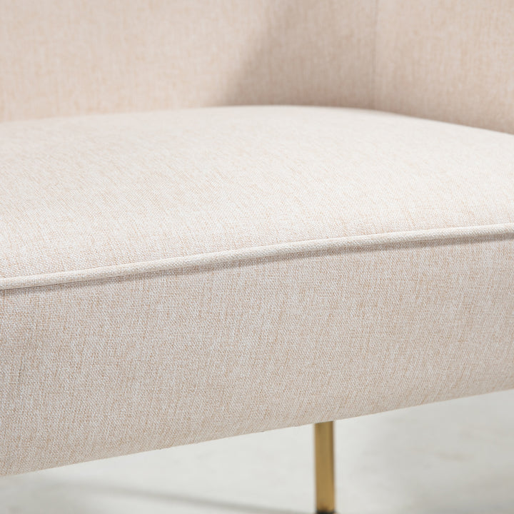 HOMCOM Fabric Armchair, Modern Accent Chair with Metal Legs for Living Room, Bedroom, Home Office, Cream White