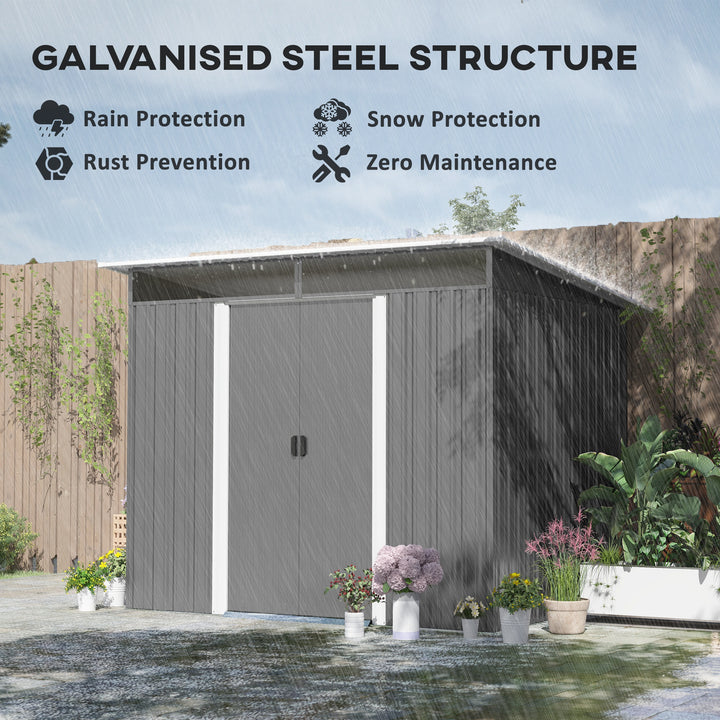 Outsunny 6' x 8.5' Outdoor Metal Garden Shed Utility Tool Storage Steel Backyard House, Dark Green