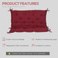 Outsunny Porch Swing Cushion Garden Bench Cushion with Backrest, Non-Slip 2-Seater Thick Pad, Swing Chair Mat Replacement for Indoor and Outdoor, 39.4" x 38.6", Wine Red
