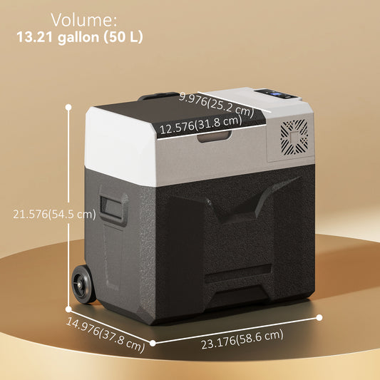 Outsunny 50 Liter Car Refrigerator Portable Freezer 12/24V Electric Cooler Box for Camping, Travel, Picnic, Down to -20â„ƒ