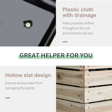 Outsunny 4PCS Wooden Raised Beds for Garden, DIY Shape Elevated Planter Box Kit with Bed Liner for Flowers Vegetables, Outdoor Indoor Planting Box Container