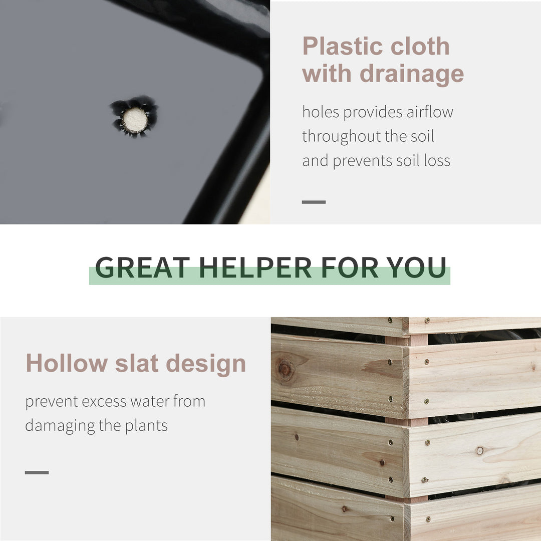 Outsunny 4PCS Wooden Raised Beds for Garden, DIY Shape Elevated Planter Box Kit with Bed Liner for Flowers Vegetables, Outdoor Indoor Planting Box Container