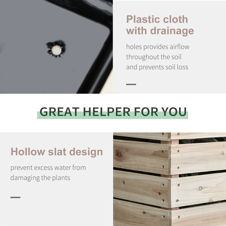 Outsunny 4PCS Wooden Raised Beds for Garden, DIY Shape Elevated Planter Box Kit with Bed Liner for Flowers Vegetables, Outdoor Indoor Planting Box Container