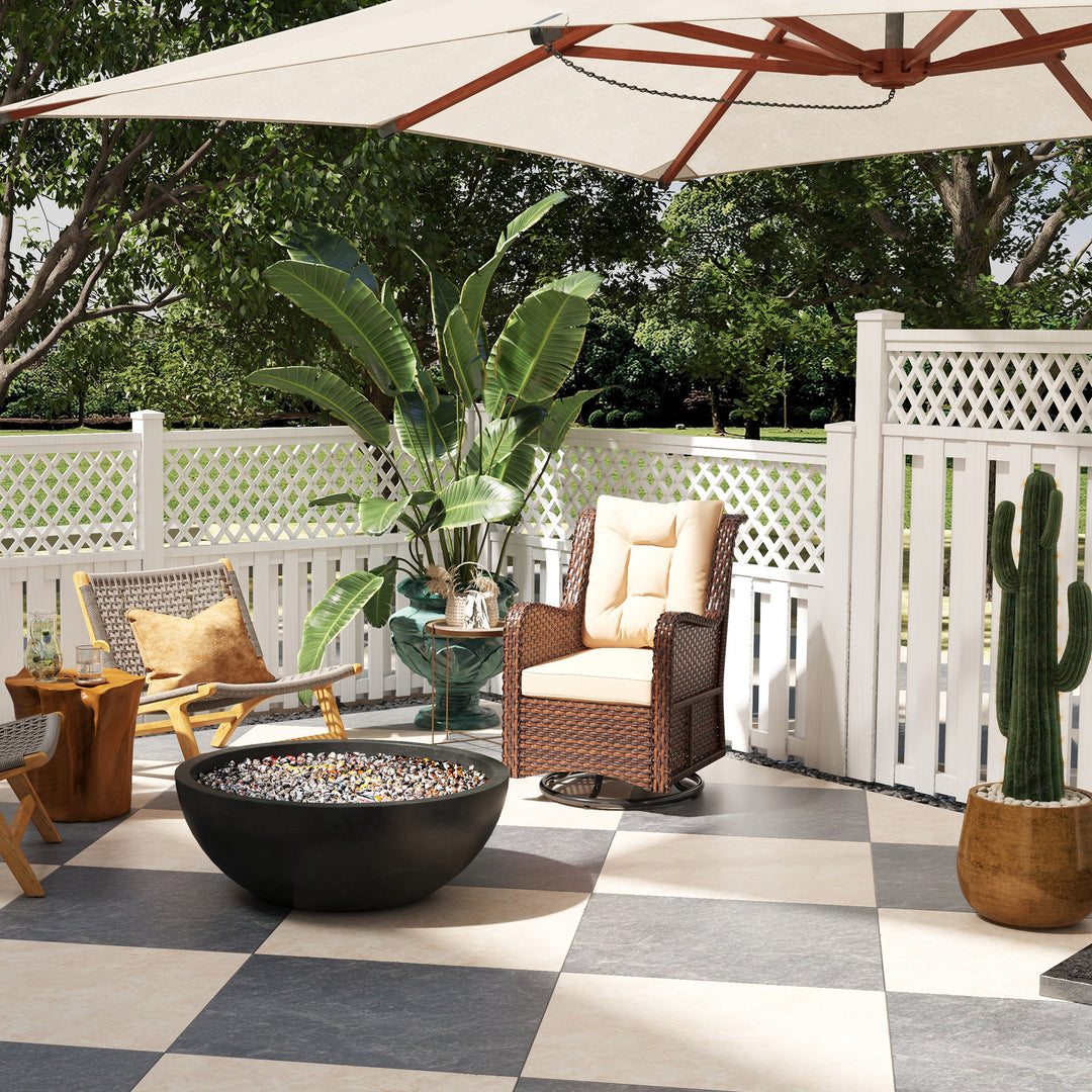 Outsunny PE Rattan 360° Swivel Patio Chair with Cushion, Brown