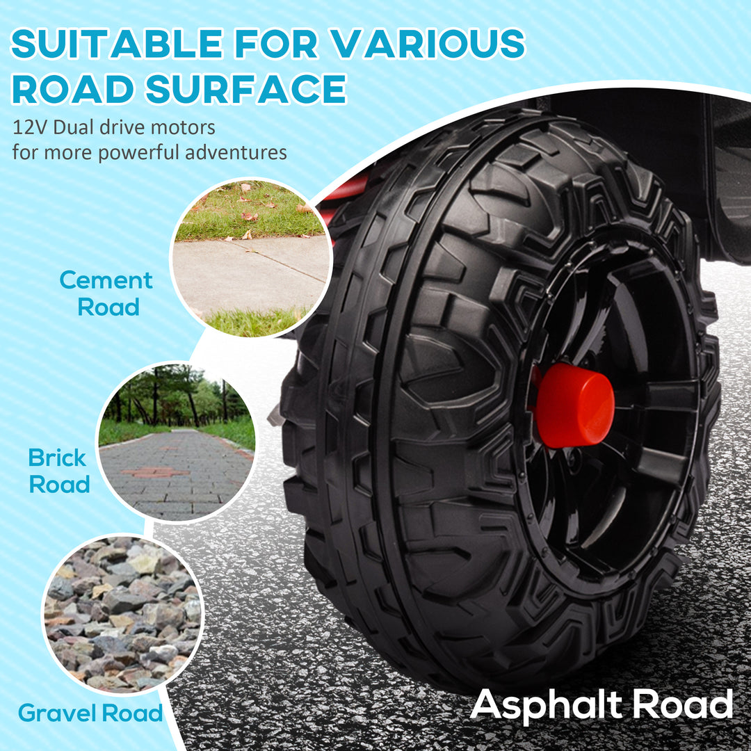 Qaba 12V Kids ATV with Four Wheels Spring Suspension, Forward & Backward, LED Light, MP3, Music, Blue