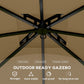 Outsunny 11' x 11' OutdoorÂ Gazebo,Â DoubleÂ Roof Patio Gazebo Canopy with Curtains, Church Windows, Galvanised Steel Frame, Beige
