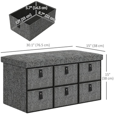 HOMCOM Shoe Bench with Seat, Shoe Storage Bench with Cushion and 6 Fabric Drawers for Entryway, Hallway, Bedroom, Charcoal Grey