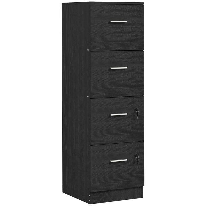 HOMCOM Vertical Filing Cabinet with Lock, 4 Drawer File Cabinet with Adjustable Hanging Bar for A4 and Letter Size, White