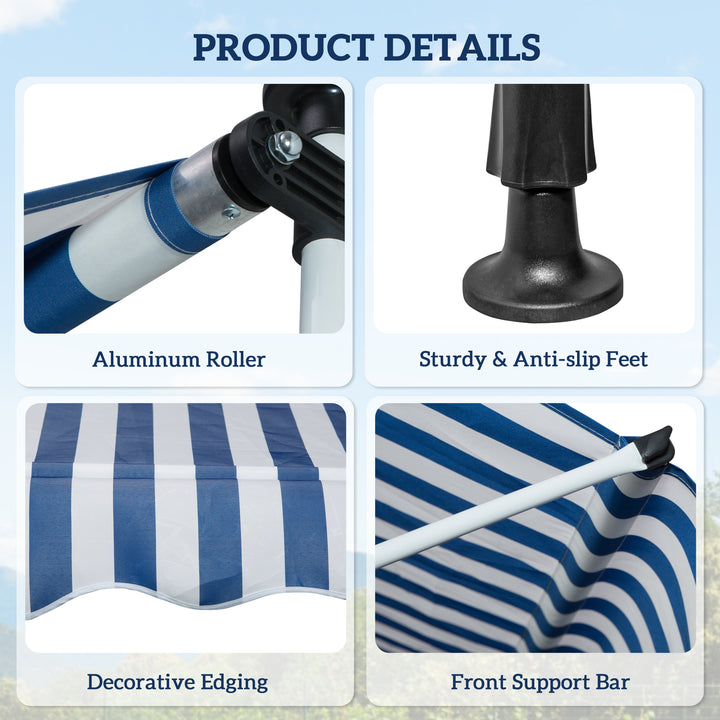 Outsunny 6.6'x5' Manual Retractable Patio Awning Window Door Sun Shade Deck Canopy Shelter Water Resistant UV Protector Blue