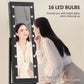 HOMCOM Free Standing Armoire Organizer, Lighted Mirrored Jewelry Cabinet w/ Angle Adjustable & 16 LED Lights Warm White