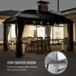 Outsunny 10' x 13' Hardtop Gazebo Aluminum Outdoor Canopy with Mesh Nettings, Curtains, Brown