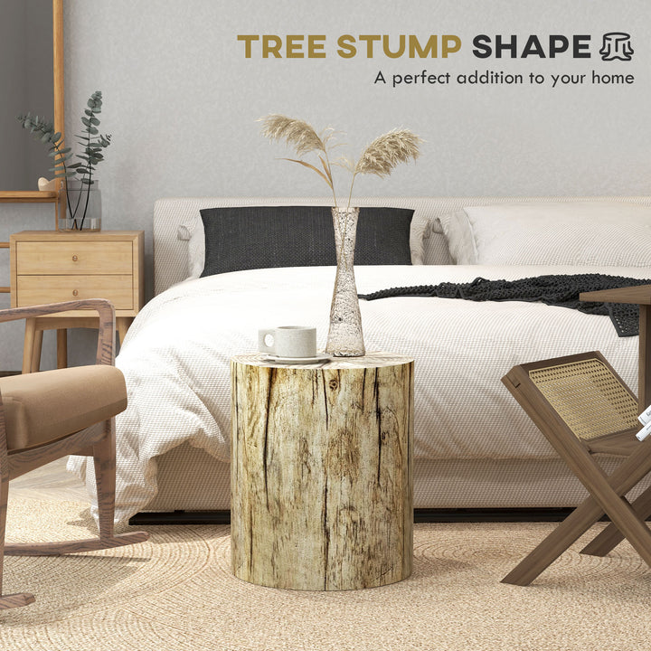 HOMCOM 17" Tall Tree Stump End Table, Concrete Sofa Side Table for Indoor and Outdoor Use, Garden Stool, Natural