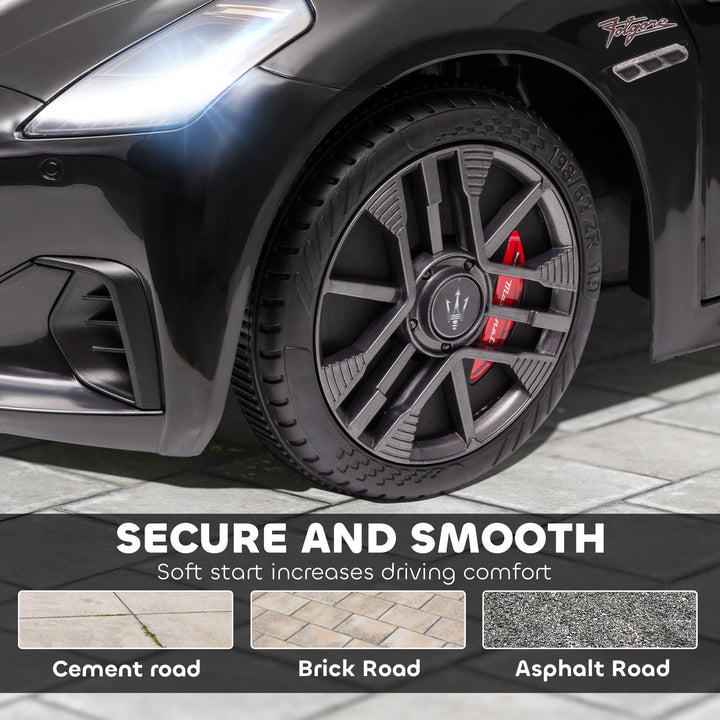 Qaba 12V Maserati Gran Turismo Licensed Kids Electric Car w/ Remote Control, Soft Start, LED Lights, Music, Horn, MP3, Pink