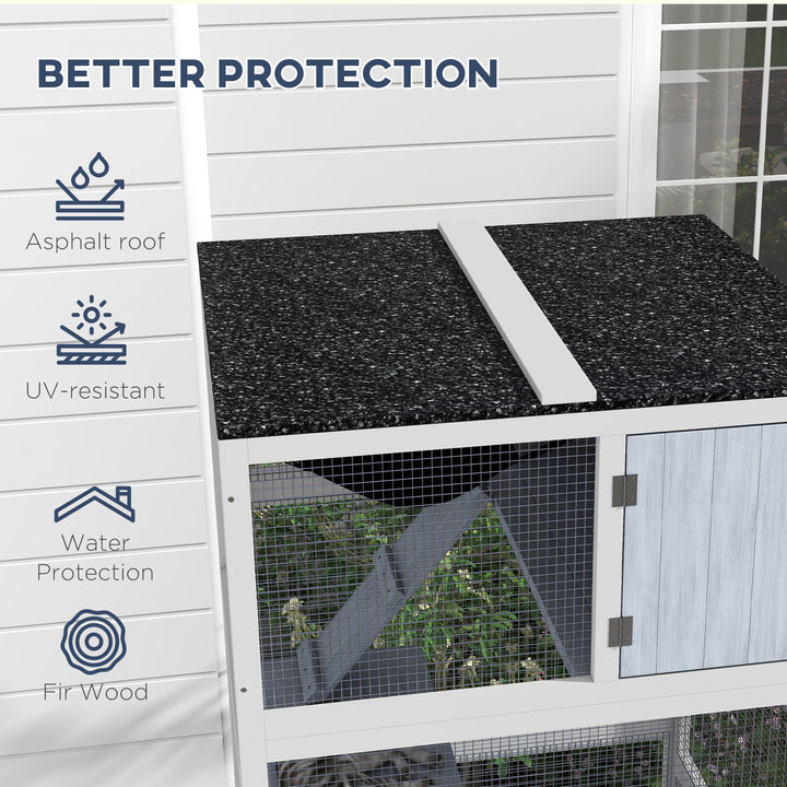 PawHut 34" L Catio Outdoor Cat Enclosure on Wheels with Hammock Multiple Platforms Resting Condo Ramps, for 1-3 Cats, Orange