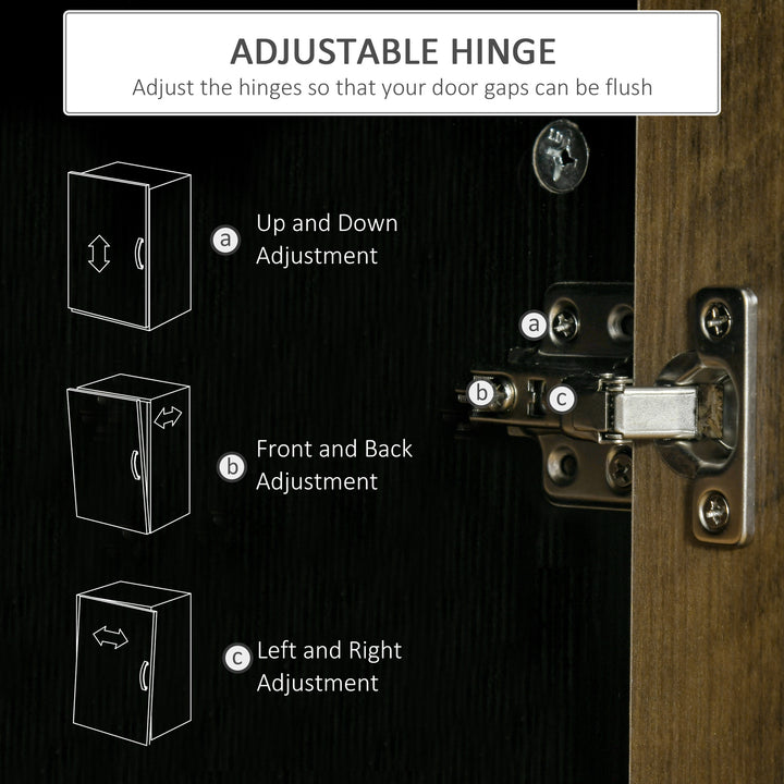 HOMCOM Kitchen Sideboard, Glass Door Buffet Cabinet, Accent Storage Cabinet with 2 Glass Doors and Adjustable Shelf for Dining Room, Living Room, Black Wood Grain