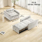 HOMCOM Convertible Chair Bed, Pull Out Sleeper Chair with USB, Adjustable Backrest, Small Velvet Futon Sofa Bed, Grey