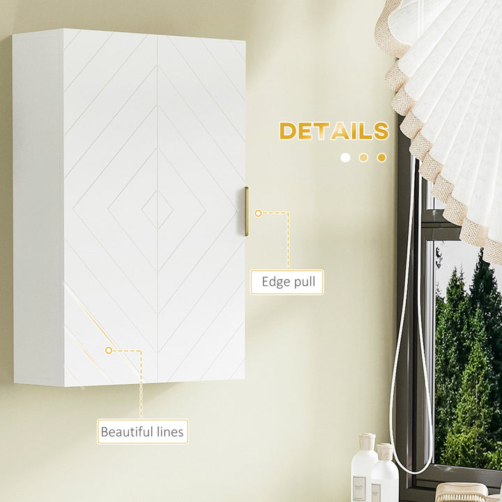 kleankin Bathroom Medicine Cabinet, Modern Wall Cabinet with Adjustable Shelves and Single Door for Laundry Room