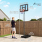 Soozier Basketball Hoop Outdoor, 4.4-10ft Portable Basketball Goal with Wheels and 44.5" Backboard, for Teenagers Youth Adults