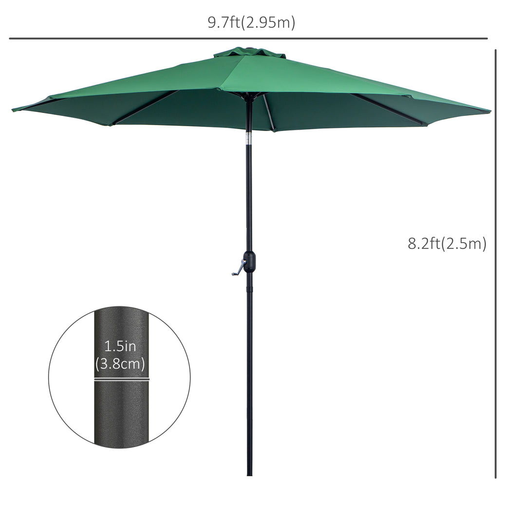 Outsunny 10' x 8' Round Market Umbrella, Patio Umbrella with Crank Handle and Tilt, Outdoor Parasol for Garden, Bench, Lawn, Grey