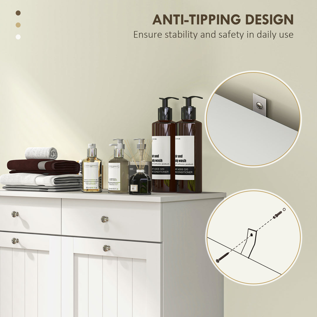 HOMCOM Laundry Cabinet, Tilt Out Laundry Hamper Cabinet with 2 Baskets, Bathroom Hamper Cabinet with 2 Drawers, Black