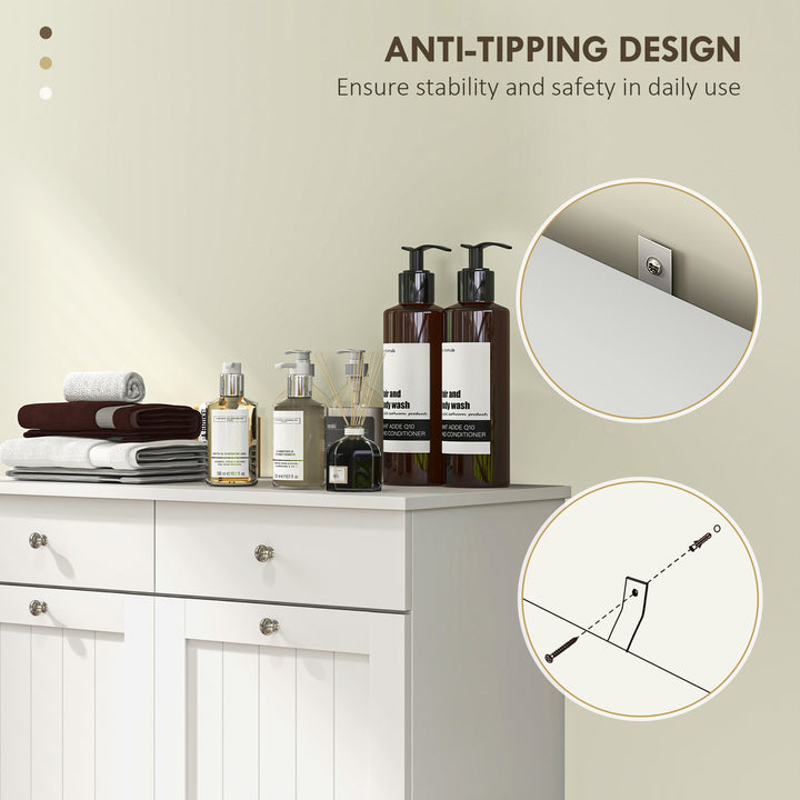 HOMCOM Laundry Cabinet, Tilt Out Laundry Hamper Cabinet with 2 Baskets, Bathroom Hamper Cabinet with 2 Drawers, Black