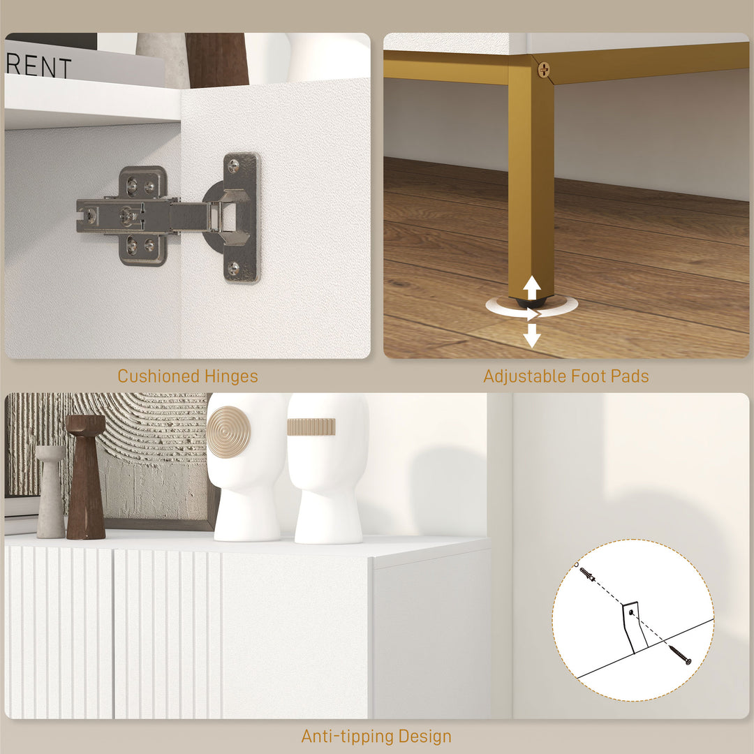 HOMCOM Sideboard Storage Cabinet with Adjustable Shelves, Soft-Close Doors, Kitchen Buffet Cabinet for Dining Room, White