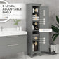 kleankin Tall Bathroom Cabinet, Freestanding Storage Organizer with Adjustable Shelves and Cupboards, 15" x 13" x 63", White