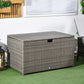Outsunny 113 Gallon Outdoor Storage Box, Rattan Deck Box for Indoor, Patio Furniture Cushions, Grey
