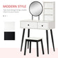 HOMCOM Vanity Desk with Stool, Makeup Vanity with Mirror, Wood Dressing Table with Storage Drawers and Shelf for Bedroom, White and Black