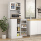 HOMCOM 66.5" Tall Kitchen Pantry Cabinet, Kitchen Hutch, Microwave Cabinet with Adjustable Shelves for Dining Room, White