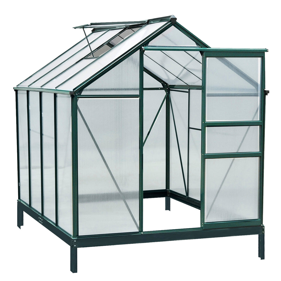 Outsunny 6' x 8' Greenhouse Clear & Twin Wall Panels Green Frame Press to Select
