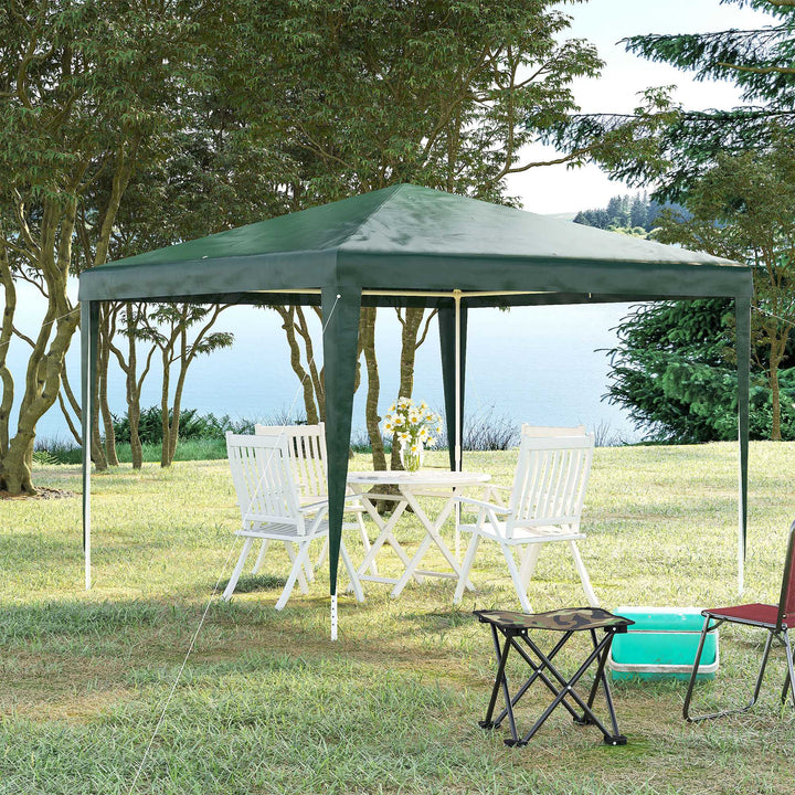 Outsunny 10x10ft Party Tent Portable Gazebo, Folding Garden Canopy Event Shelter Outdoor Sunshade White