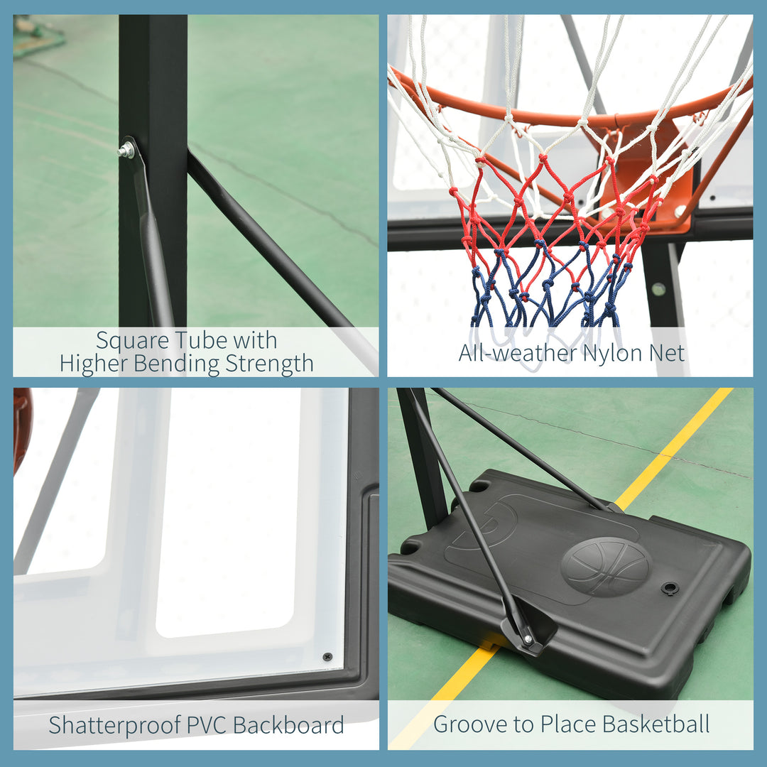 Soozier Portable Basketball Hoop Stand with Wheels, Height Adjustable 8FT-10FT for Outdoor Use, Black