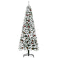 HOMCOM 9-foot Pencil Snow Flocked Artificial Christmas Tree with 1350 Pine Realistic Branches, Pine Cones, Red Berries, Auto Open, Green