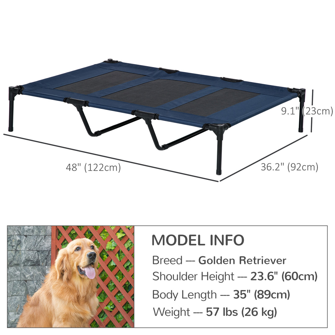 PawHut Elevated Dog Bed, Raised Dog Cot for XL Sized Dogs, Indoor & Outdoor, 48" x 36" x 9", Red