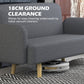 HOMCOM Velvet Feel Fabric 2 Seater Sofa, Small Sofa Loveseat with 8.3" Thick Padding and Wood Legs, Grey
