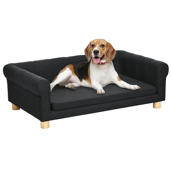 PawHut Modern Pet Sofa Cat or Medium Large Dog Couch W/ Removable Seat Cushion, Black